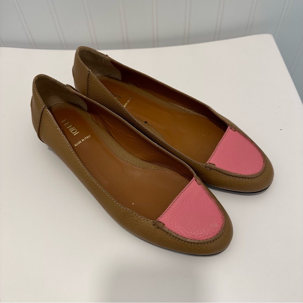 FENDI BROWN AND PINK FLATS 40